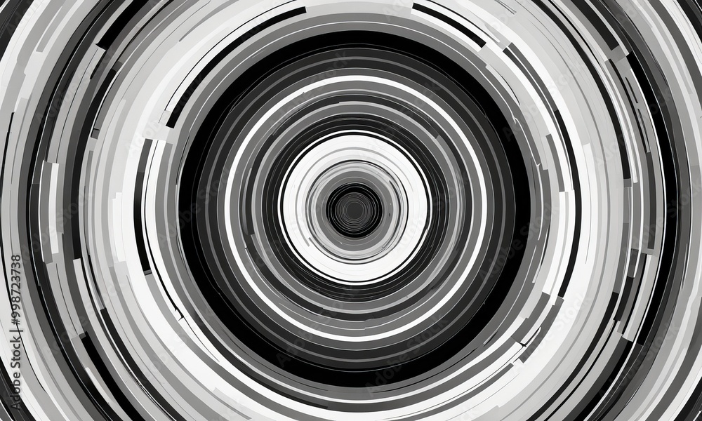 Leinwandbilder a black and white abstract pattern composed of concentric circles, creating a sense of depth and movement
