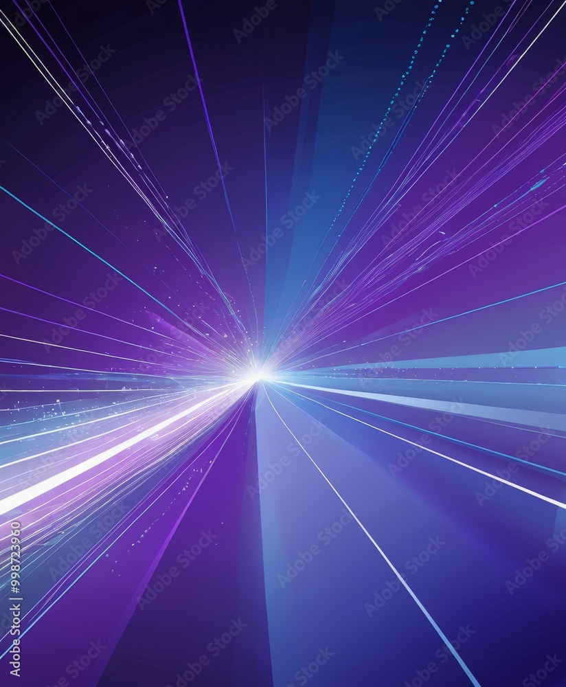 Aufkleber a vibrant abstract composition of purple and blue lines radiating outwards, creating a sense of depth and dimensionality. The lines are arranged in a radial pattern, with