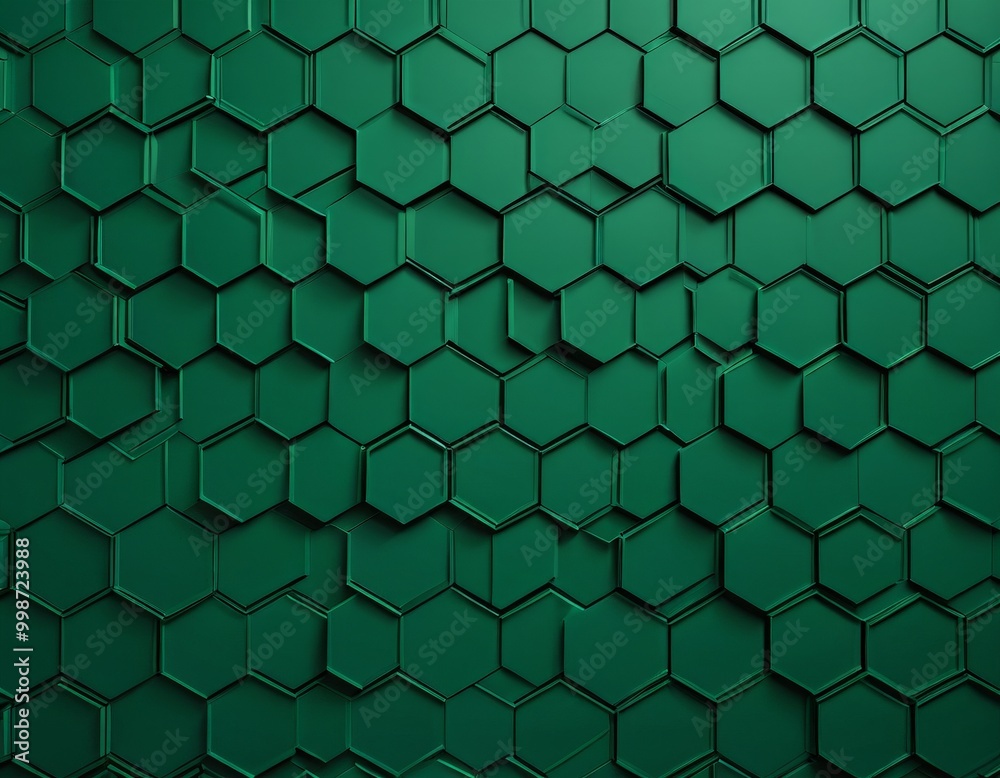 Poster a repeating pattern of green hexagonal shapes arranged in a grid-like fashion, creating a visually striking and geometric background