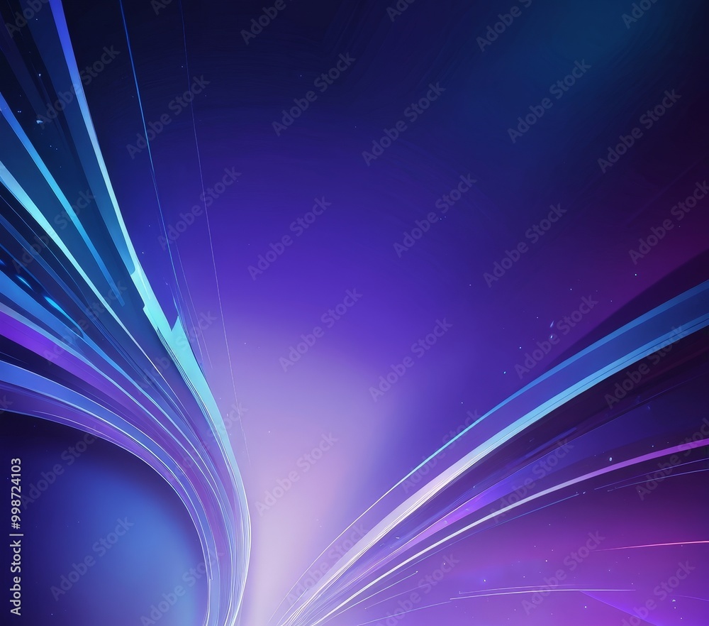 Fototapete a vibrant abstract composition with curved lines and a gradient of blue and purple hues, creating a sense of movement and dynamism