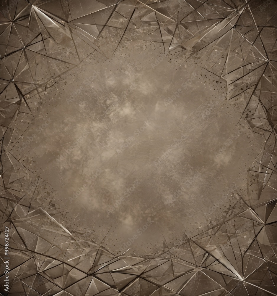 Poster a textured, abstract background with a central, circular shape and a border of intersecting lines and triangles