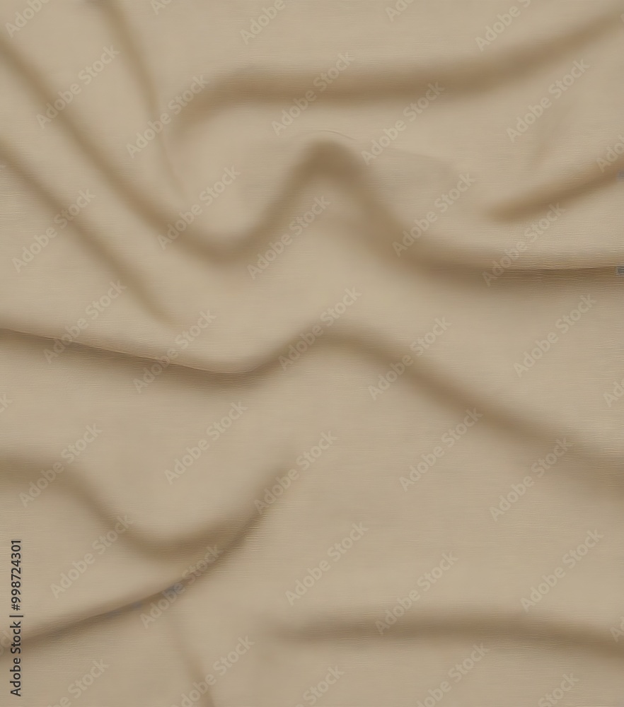 Poster a close-up view beige fabric, with a slight curl and folds, creating a soft and textured appearance