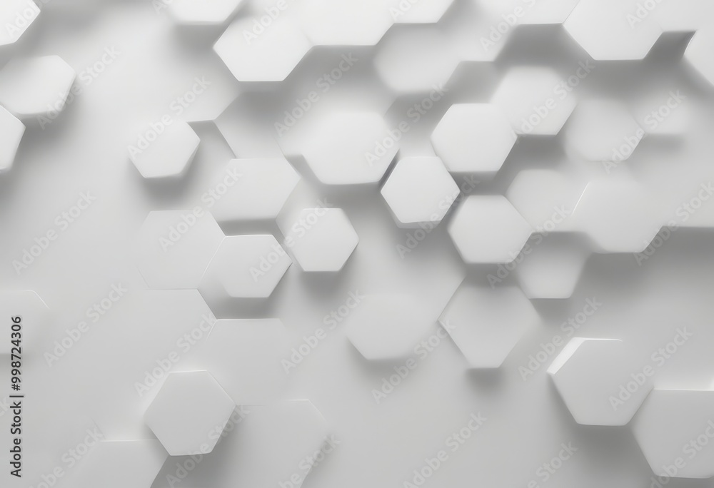 Poster a repeating pattern of white hexagonal shapes arranged in a grid-like fashion against a white background