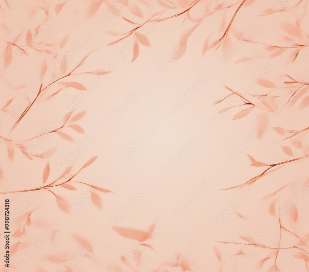 Aufkleber a soft, peach-colored background with delicate, blurred branches and leaves scattered throughout, creating a serene and natural atmosphere