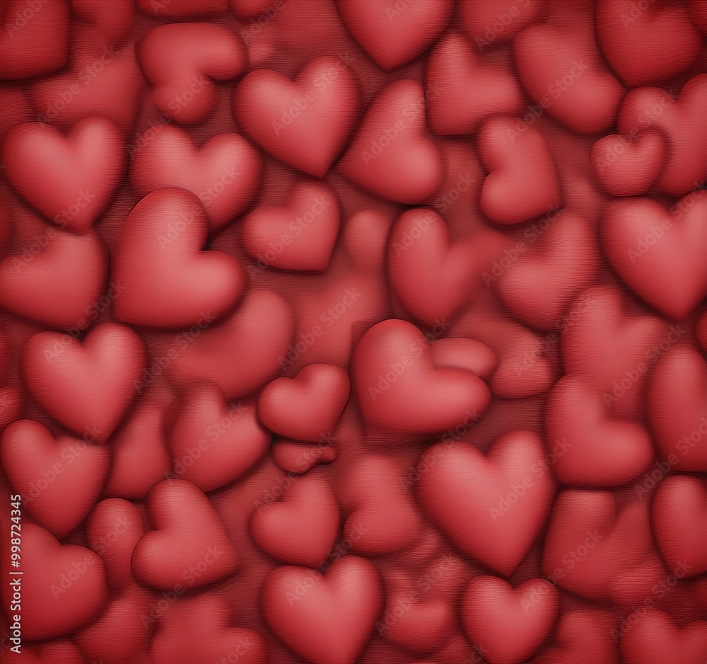 Aufkleber A background of red heart-shaped objects, varying in size and overlapping, creating a visually striking and textured effect