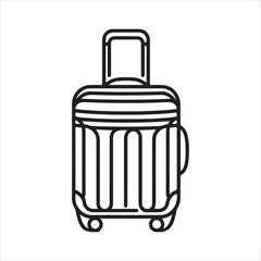 single one line trolley bag silhouette on white background
