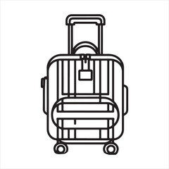 single one line trolley bag silhouette on white background
