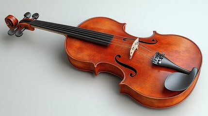 Fototapeta premium A beautifully crafted wooden violin, showcasing fine details and a rich, warm tone, ideal for music lovers and musicians alike.