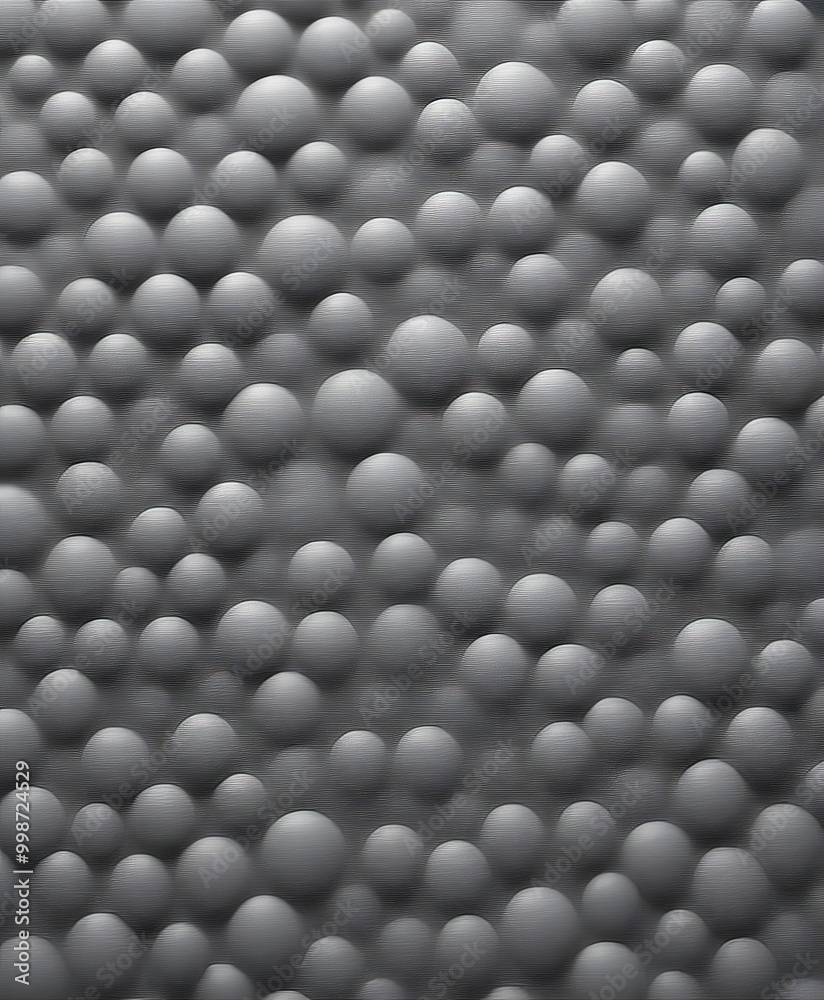Poster a close-up view textured surface composed of numerous small gray spheres arranged in a grid-like pattern