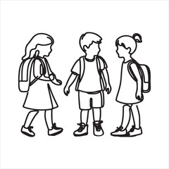 single one line Children silhouette on white background
