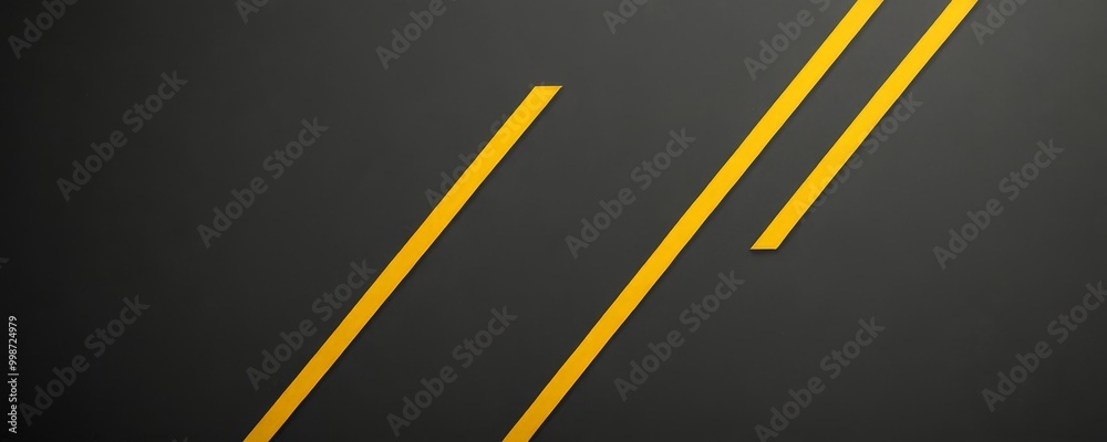 Poster a dark gray background with two diagonal yellow lines intersecting at a right angle, creating a sense of depth and perspective