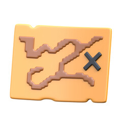 3D Treasure Map Icon, Ideal for adventure-themed designs, games, or exploration projects