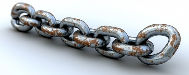 Obraz premium A close-up of a rusty metal chain, showcasing its weathered texture and industrial design, perfect for representing strength and connection.