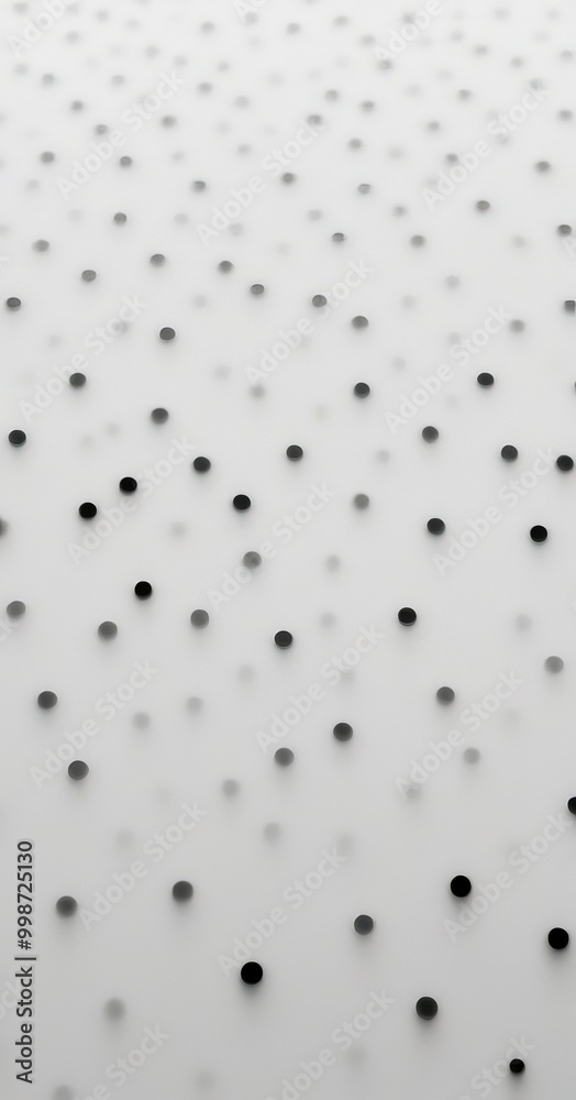 Poster a white background with numerous small black dots scattered across it, creating a sense of randomness and depth