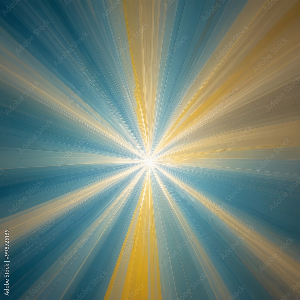 Poster a vibrant abstract background with a radiant sunburst pattern in shades of blue, yellow, and orange 