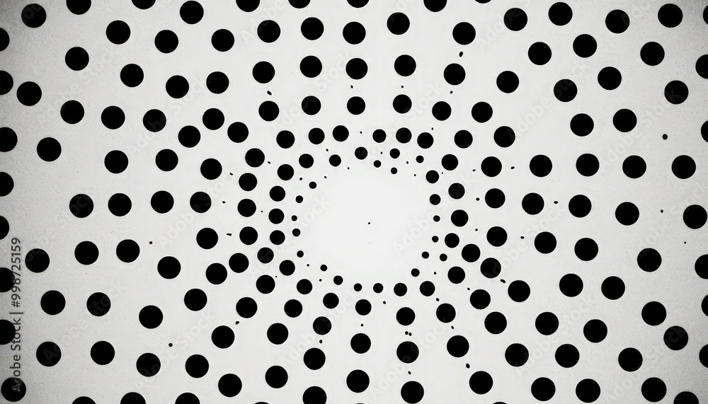 Leinwandbilder a close-up view white background with a radial pattern of black dots, creating a sense of movement and depth