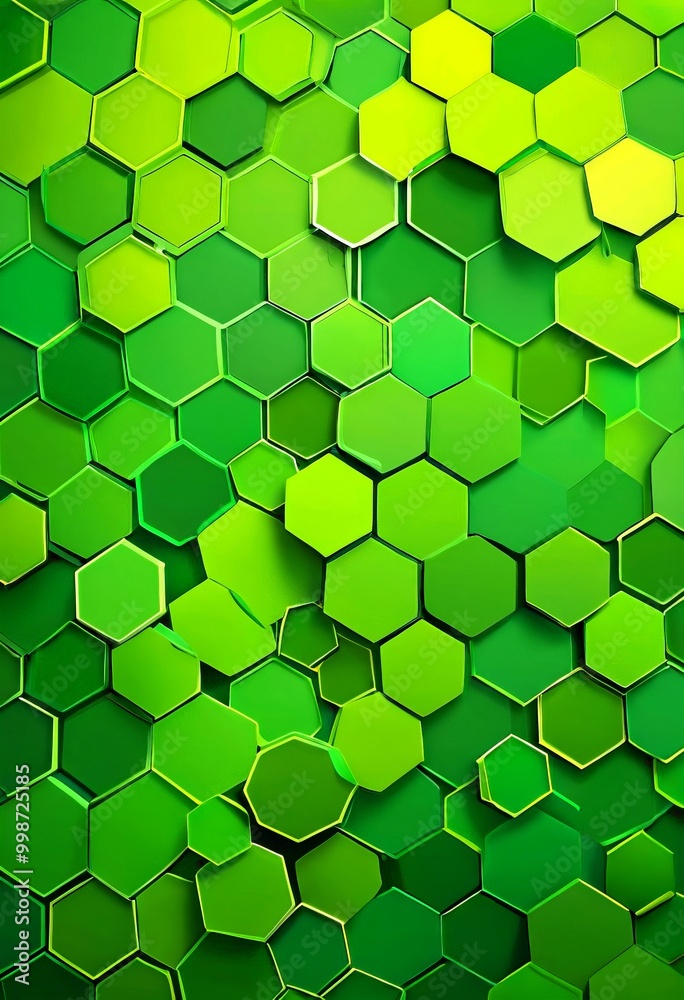 Fototapete a repeating pattern of green hexagonal shapes, creating a visually striking and geometric design