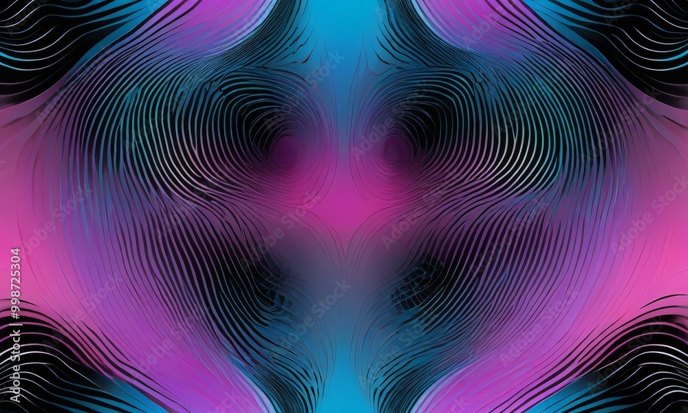 Leinwandbilder a vibrant, abstract pattern with swirling lines and curves in shades of blue, purple, and pink, creating a mesmerizing and hypnotic visual effect