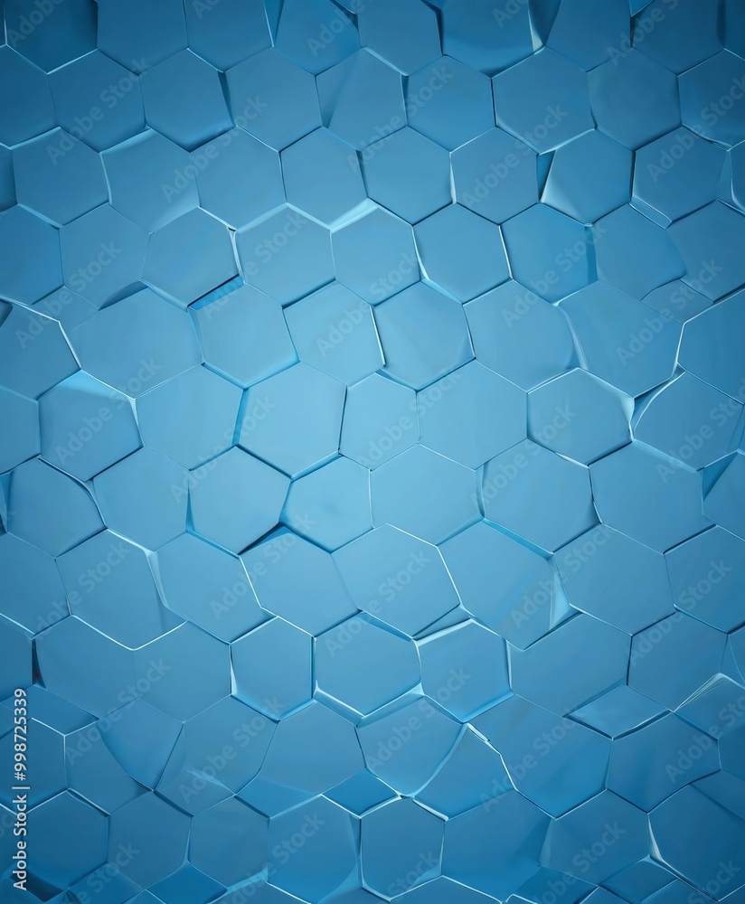 Fototapete a repeating pattern of blue hexagonal shapes, creating a visually striking and geometric design.