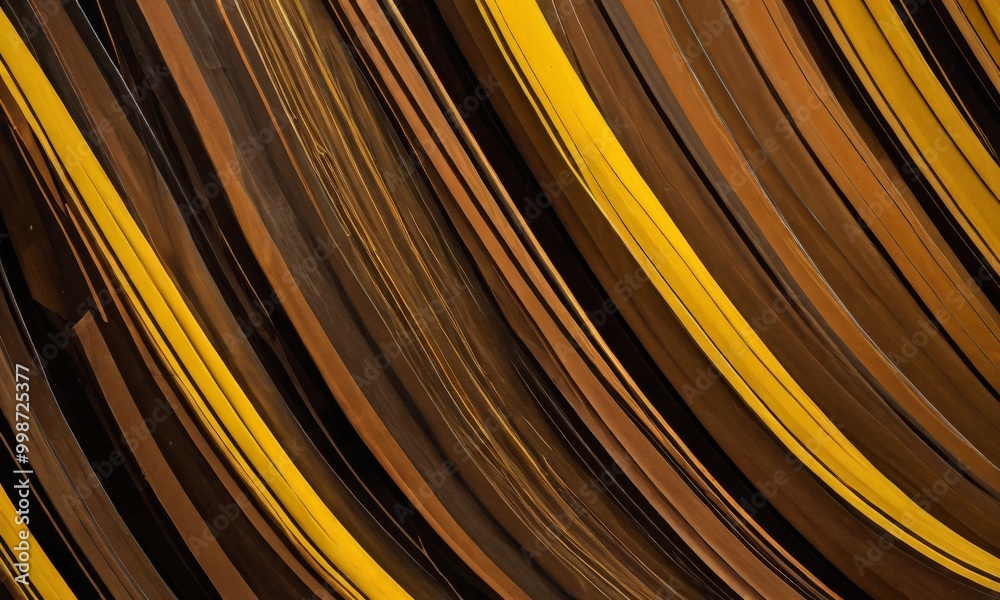 Poster a close-up view diagonal pattern of vertical lines in various shades of brown and yellow, creating a sense of movement and depth