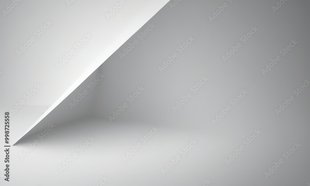 Fototapete a minimalist, abstract composition white triangle intersecting a gray wall, creating a sense of dept