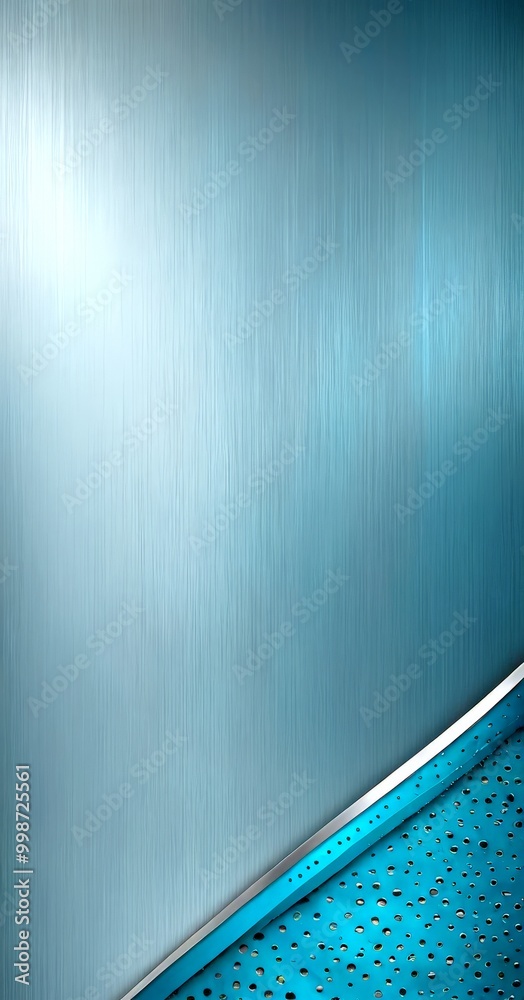 Poster a blue metallic background with a diagonal silver line running across the bottom right corner, creat