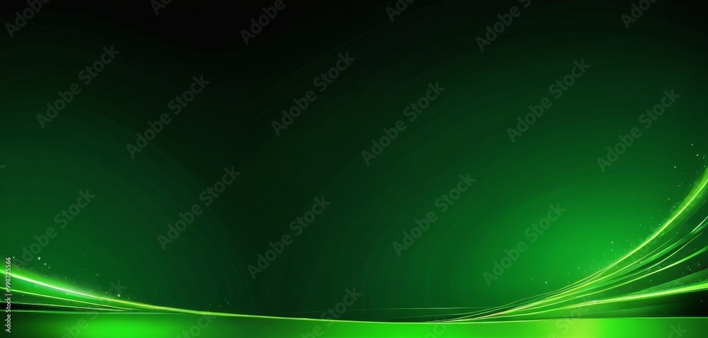 Aufkleber a dark green background with a curved, glowing green wave-like pattern on the right side, creating a sense of movement and energy