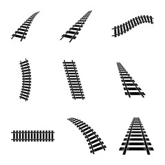 Set of Railway crossing lines. Vector illustration