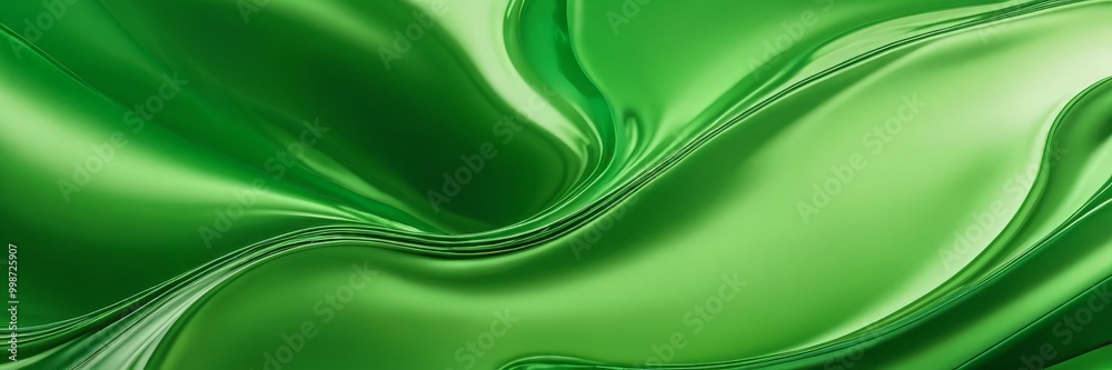 Fototapete a vibrant abstract pattern of green, with curved lines and a smooth, flowing texture that creates a 