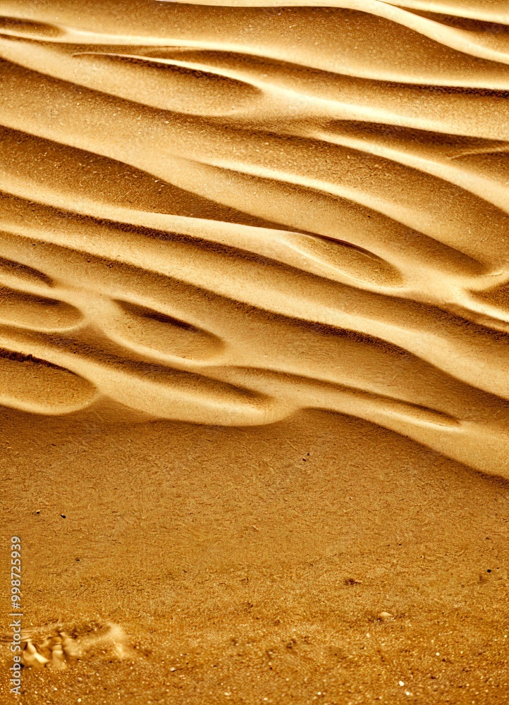 Aufkleber a close-up view of a sandy beach, with the sand's undulating patterns and ripples created by the win