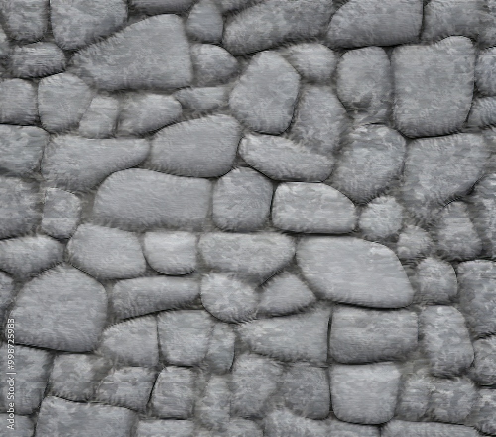 Poster A close-up view textured gray stone wall, composed of irregularly shaped stones arranged in a pattern