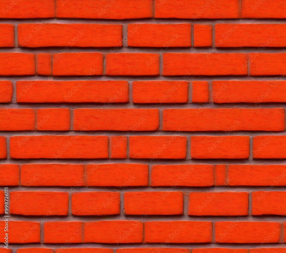 Aufkleber a close-up view red brick wall, with the bricks arranged in a uniform pattern and displaying a slight texture