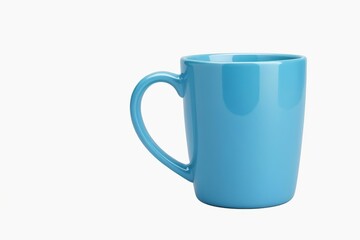 there is a blue mug that is sitting on a table