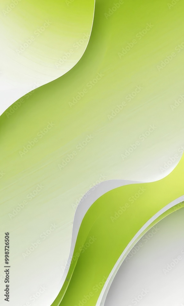 Poster a vibrant abstract design with a gradient of green and white colors The design consists of curved lines and shapes, creating a sense of movement and fluidity The color