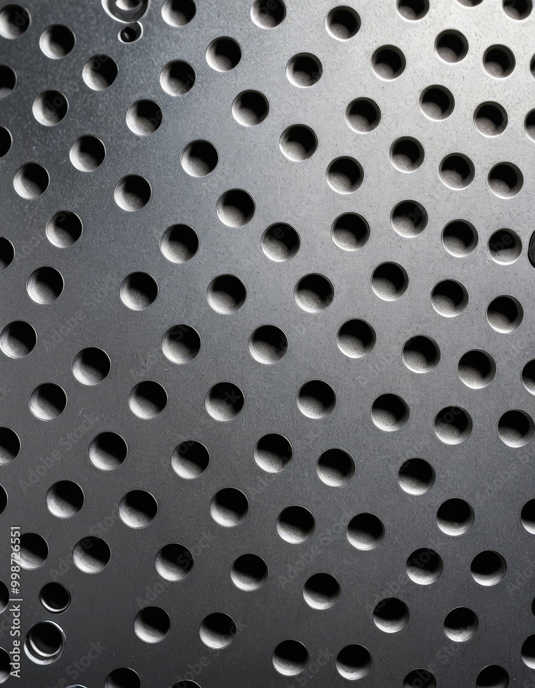 Aufkleber a close-up view perforated metal surface, showcasing a repeating pattern of circular holes