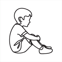 single one line Children silhouette on white background
