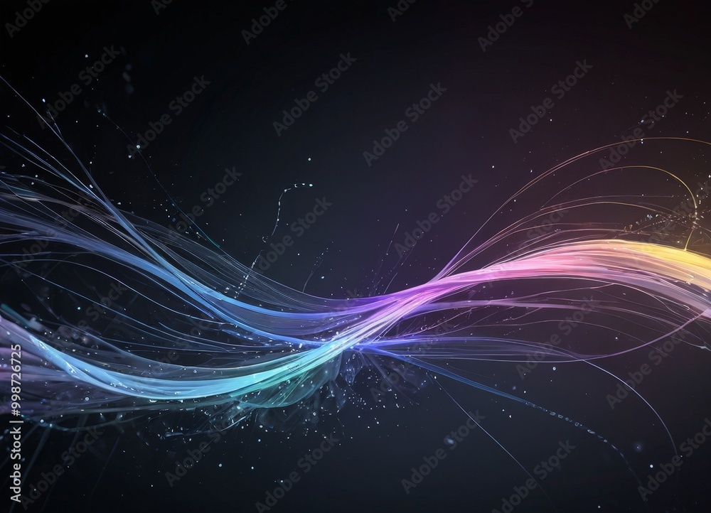Fototapete a dynamic, abstract representation wave-like pattern with vibrant colors and a sense of movement The background is dark, providing a stark contrast that accentuates