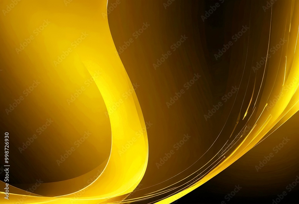 Aufkleber a striking abstract composition of curved lines and swirls in varying shades of yellow and black, creating a dynamic and visually captivating effect