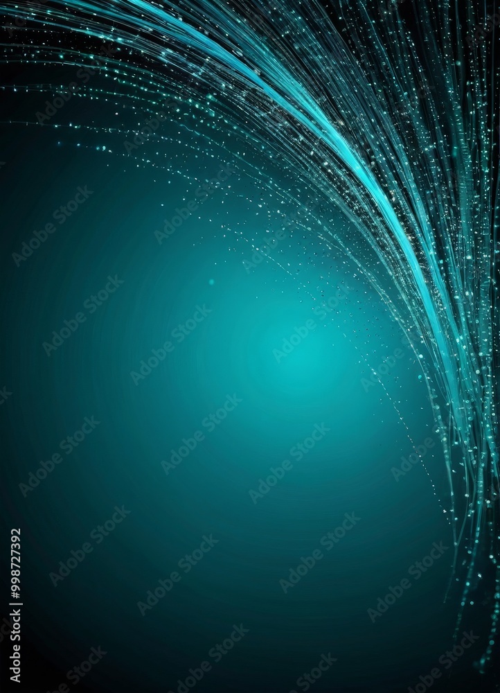 Leinwandbilder a gradient background transitioning from a deep blue at the top to a lighter shade at the bottom, with a central bright light source and a series of thin, curved lines