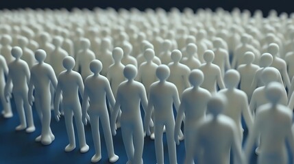 Obraz premium A multitude of white figures standing in unison, symbolizing community, diversity, and collective strength.