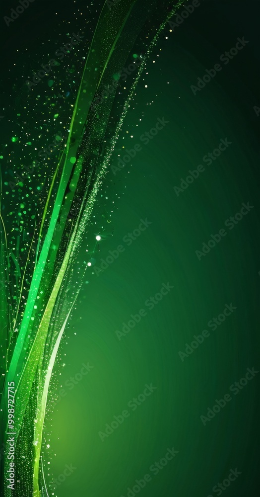 Leinwandbilder a dark green background with a vertical line of green and white lines running diagonally across the center, creating a sense of movement and energy