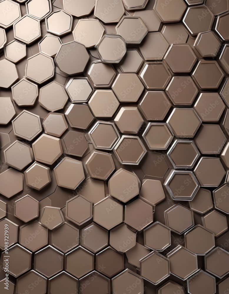 Fototapete a repeating pattern of hexagonal shapes in various shades of brown, arranged in a grid-like formatio
