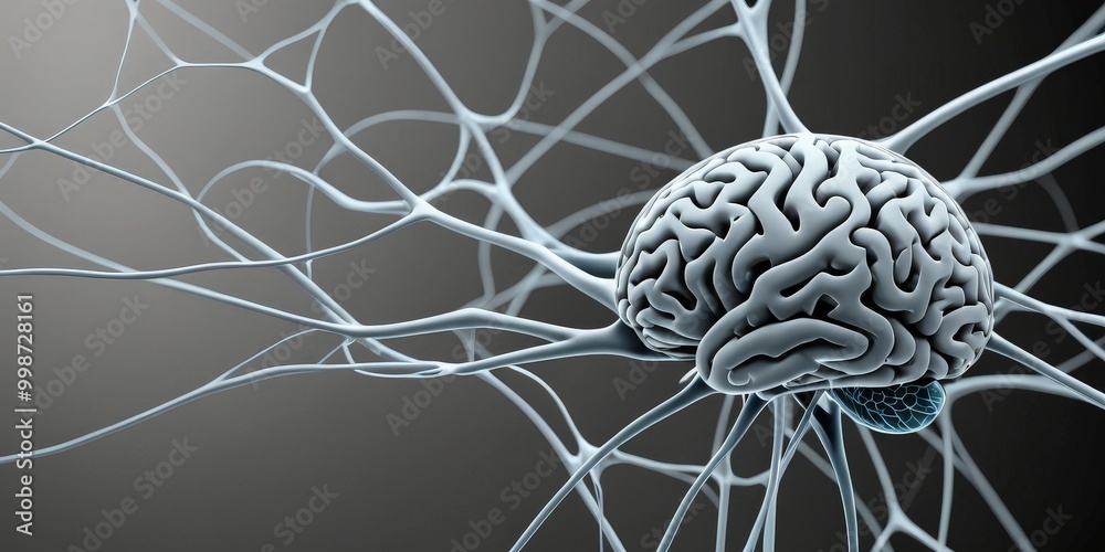 Aufkleber a close-up brain, with intricate white lines representing the brain's intricate network of connectio