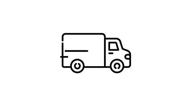 Animated Delivery box car line icon 
