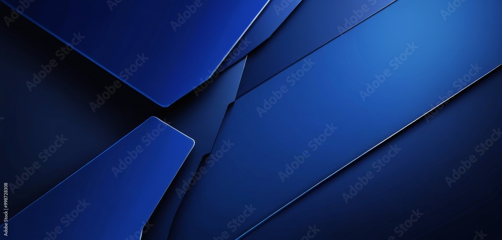 Leinwandbilder a dark blue abstract background with a geometric pattern of intersecting lines and shapes, creating a sense of depth and complexity