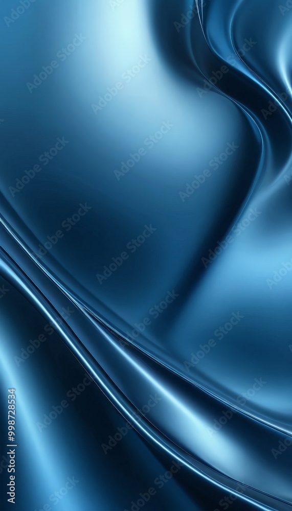 Leinwandbilder a gradient of blue hues, transitioning from a deep navy at the top to a lighter shade at the bottom The smooth, flowing lines create a sense of movement and depth, with