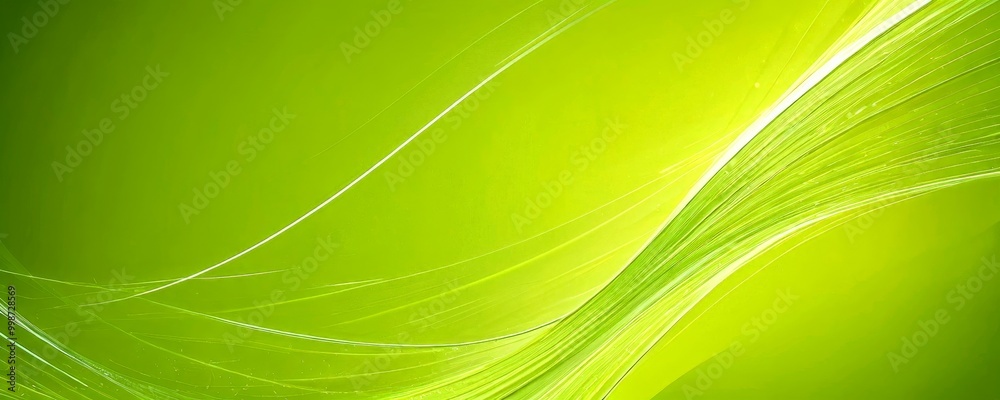 Poster a vibrant abstract composition of green and white lines and curves, creating a dynamic and visually striking pattern