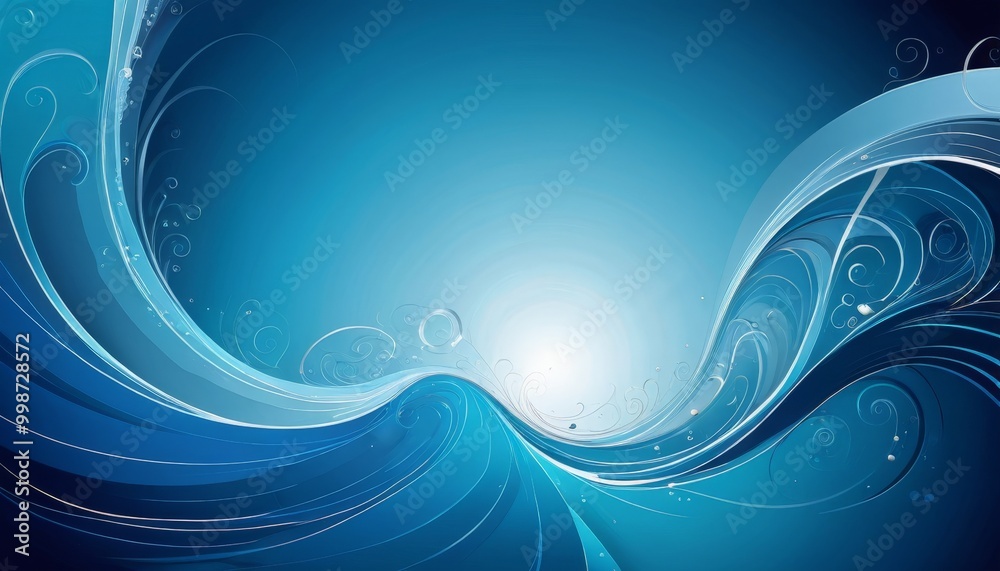 Aufkleber a dynamic, abstract representation of water, with swirling, curving lines and shapes in shades of bl