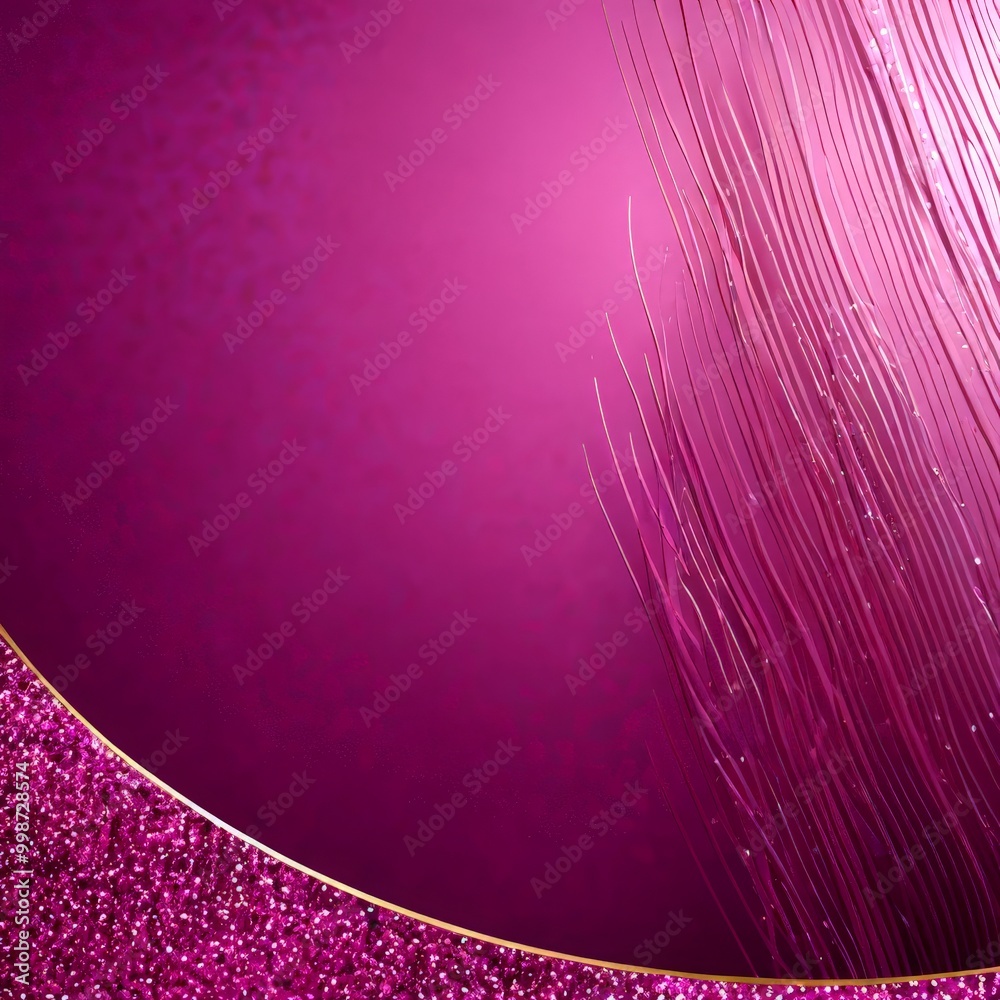 Poster a purple background with a glittery gold border on the left side, creating a visually striking contr
