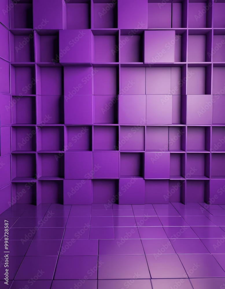 Leinwandbilder A purple tiled floor with a grid-like pattern of square tiles, creating a visually striking and abstract background